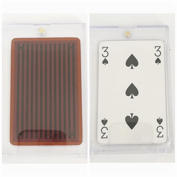 HERMES 3 of Spades Playing Card Orange Stripe Logo in Hard Sleeve - Picture 1 of 6